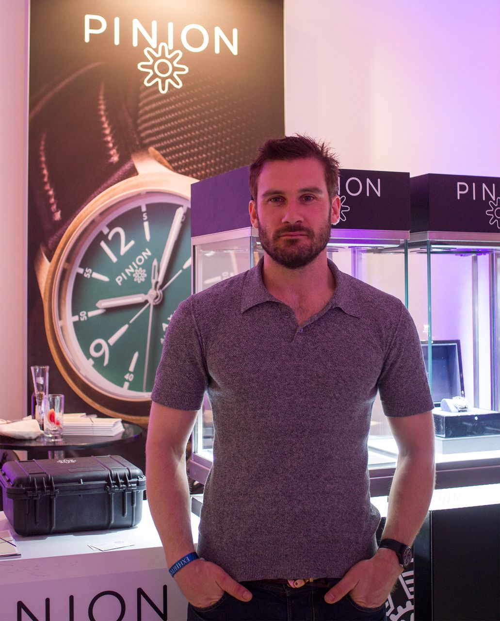 Clive Standen at Pinion Watches stand SalonQP 2014