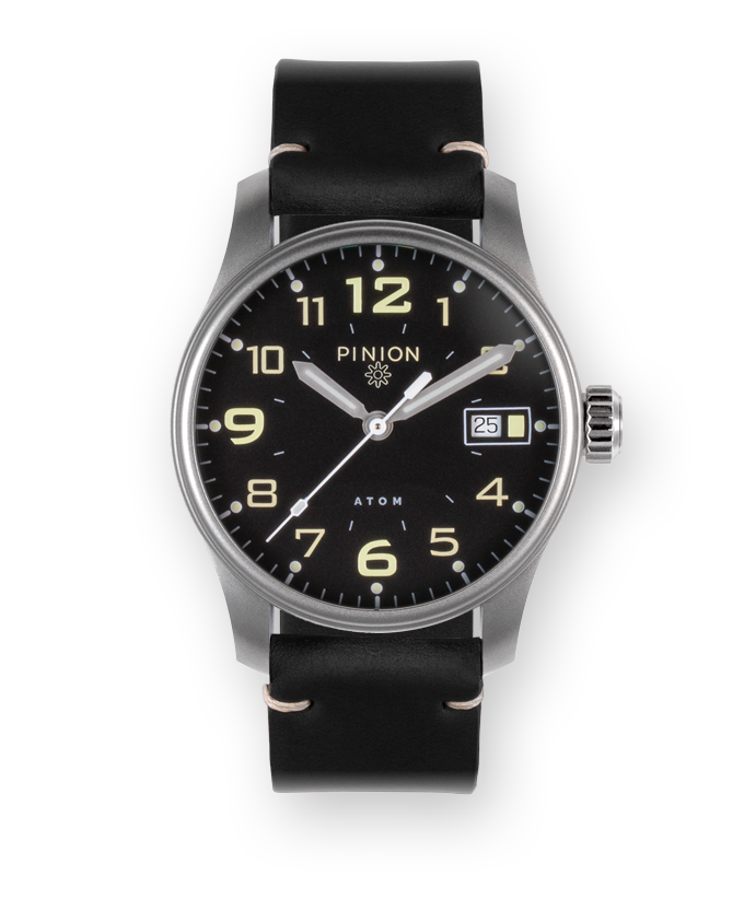 Pinion Atom 39mm automatic watch black dial