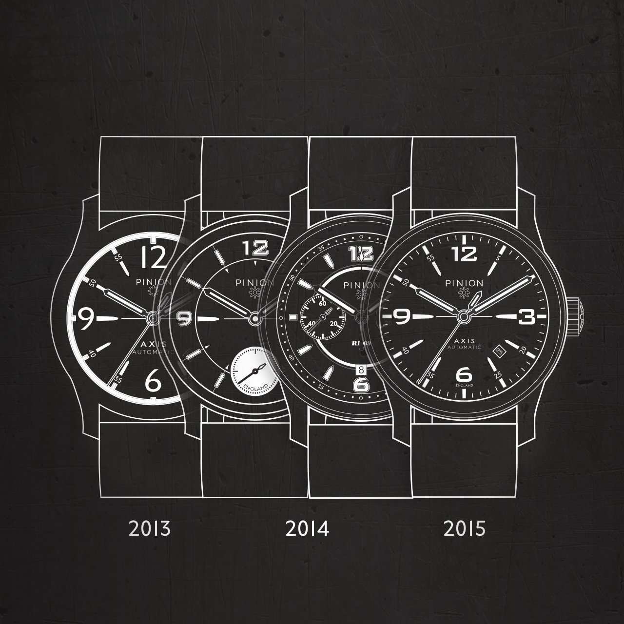 Pinion watch design continuity